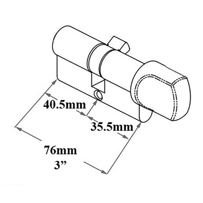 Hoppe Euro Profile Cylinder with Stainless Thumbturn – 3" for 1-3/4" Doors