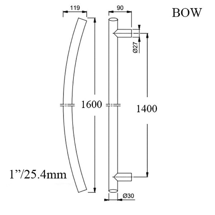 Hoppe E5511 Bow-Shaped Pull Handle – 62.99" Stainless Steel