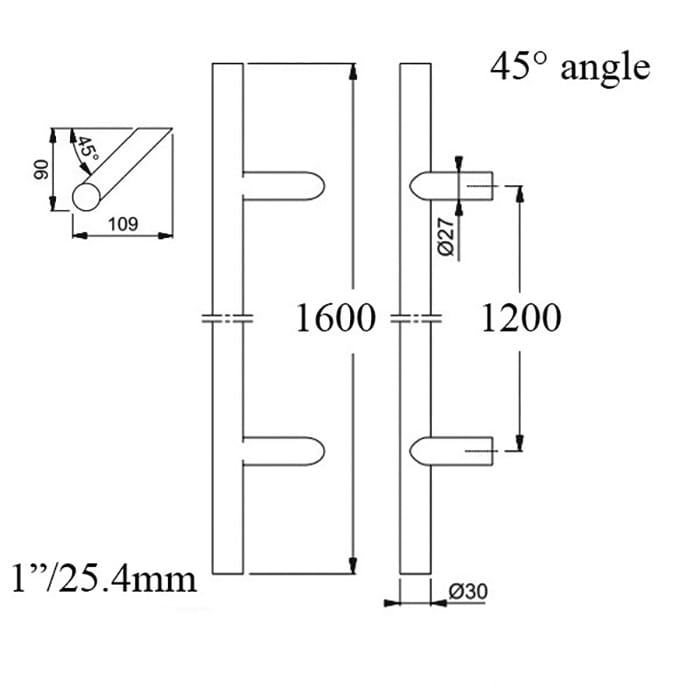 Hoppe E5012 Stainless Steel Pull Handle – 1600mm