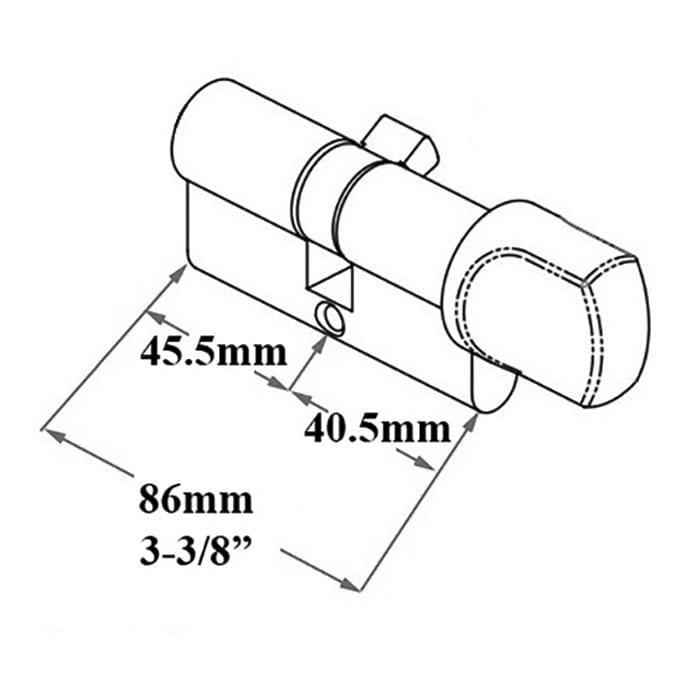 Hoppe Euro Profile Cylinder with Stainless Thumbturn – 86mm, for 1-3/4" Doors