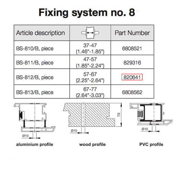 Hoppe Pull Handle Fixing System – 2-1/4" to 2-5/8" Door Thickness