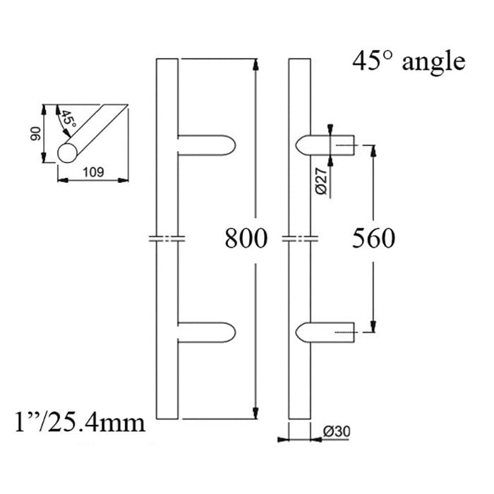 Hoppe E5012 Stainless Steel Pull Handle – 31-1/2" (800mm)