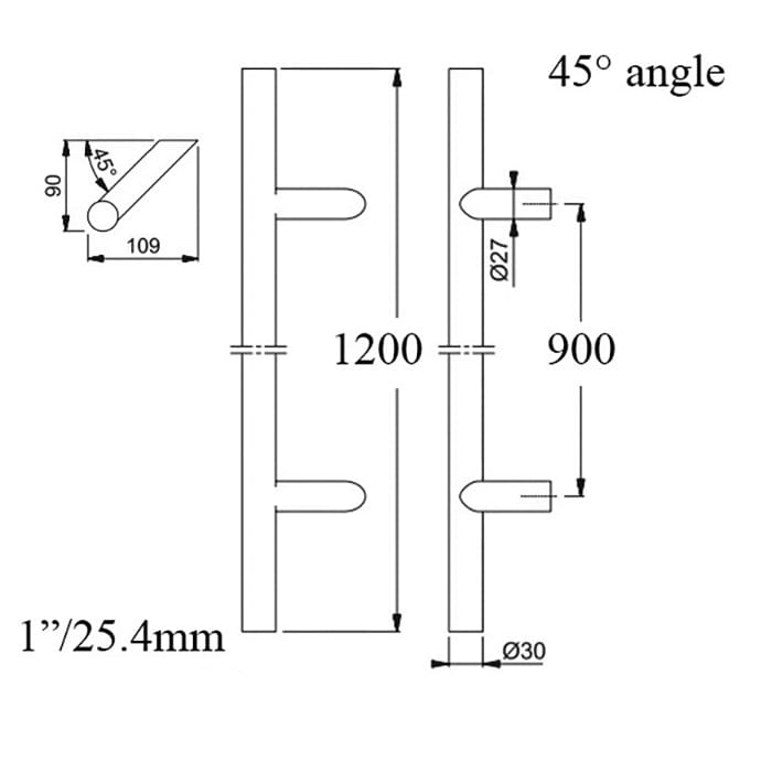 Hoppe E5012 Stainless Steel Pull Handle – 47-1/4" Length
