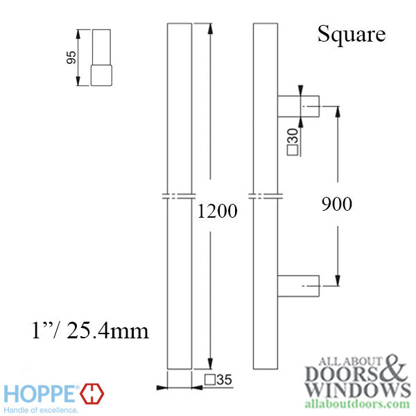 Hoppe E5766 Stainless Steel Pull Handle – 47-1/4" Length