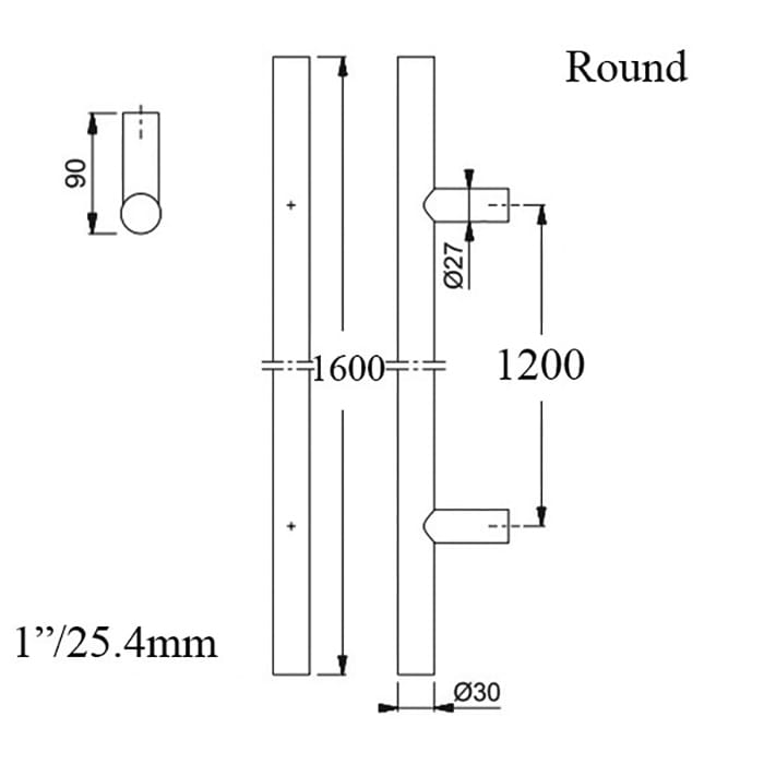 Hoppe E5011 Stainless Steel Pull Handle – 1600mm