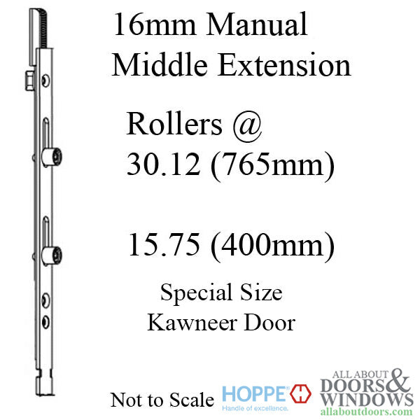 Middle Extension for Kawneer Doors – 808mm Length, 2 Rollers