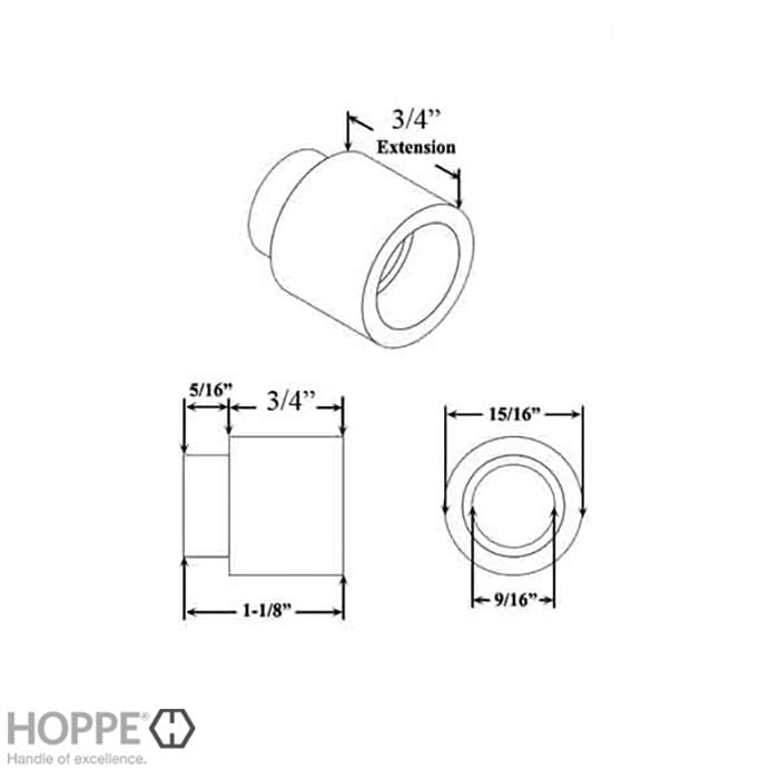 Hoppe Handle Extension for Active/Passive Doors – 3/4" Extension