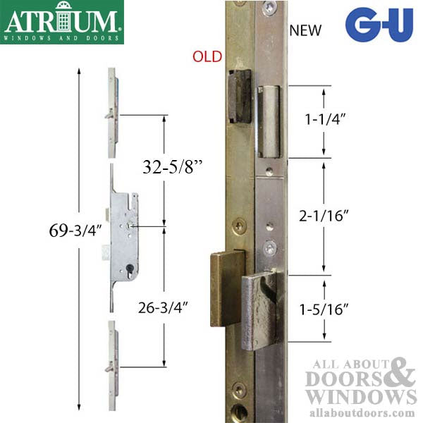 Atrium Tongue Multipoint Lock Replacement for GU Tripact – 35mm Backset, 92mm PZ