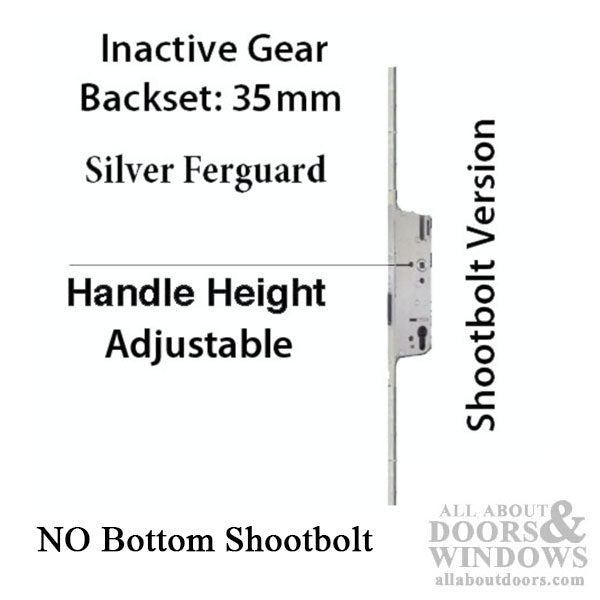 GU Inactive Multipoint Lock Shootbolt Assembly – 35mm Backset, 92mm PZ, Silver Ferguard