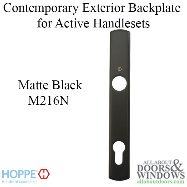 Hoppe Contemporary Exterior Backplate for Active Handlesets – 92mm PZ, Matte Black