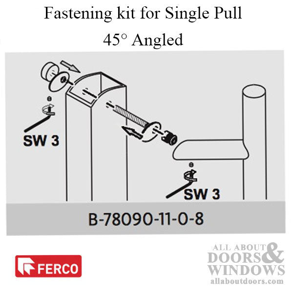 G-U Ferco Fastening Kit for 45° Single Pull Bar – Stainless Steel