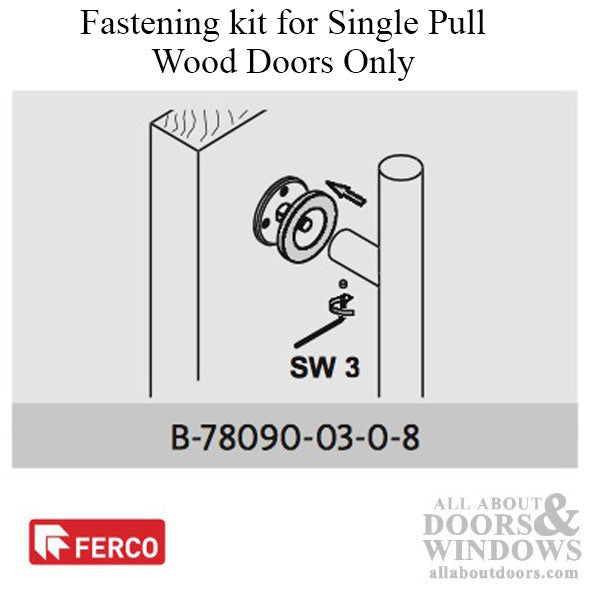 G-U Ferco Fastening Kit for Single Pull Bar – Wood Doors, Stainless Steel