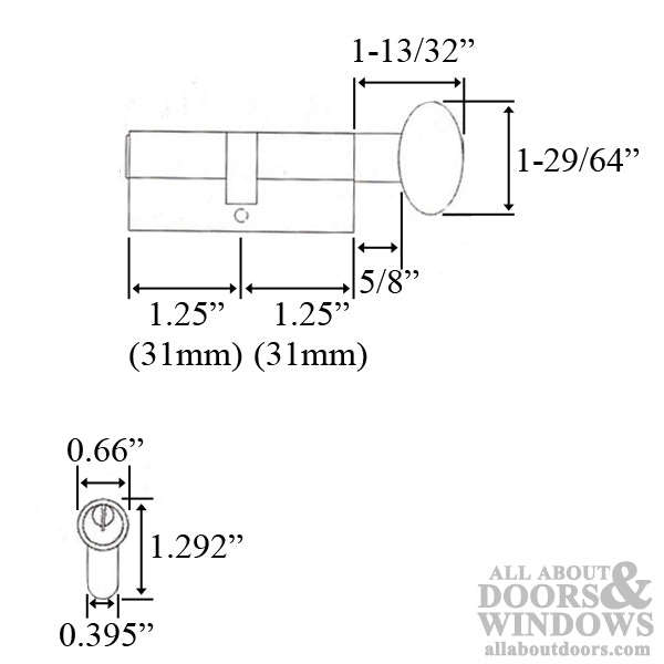 Euro Profile Cylinder with Thumbturn – 31/31, Schlage SC1 Keyway