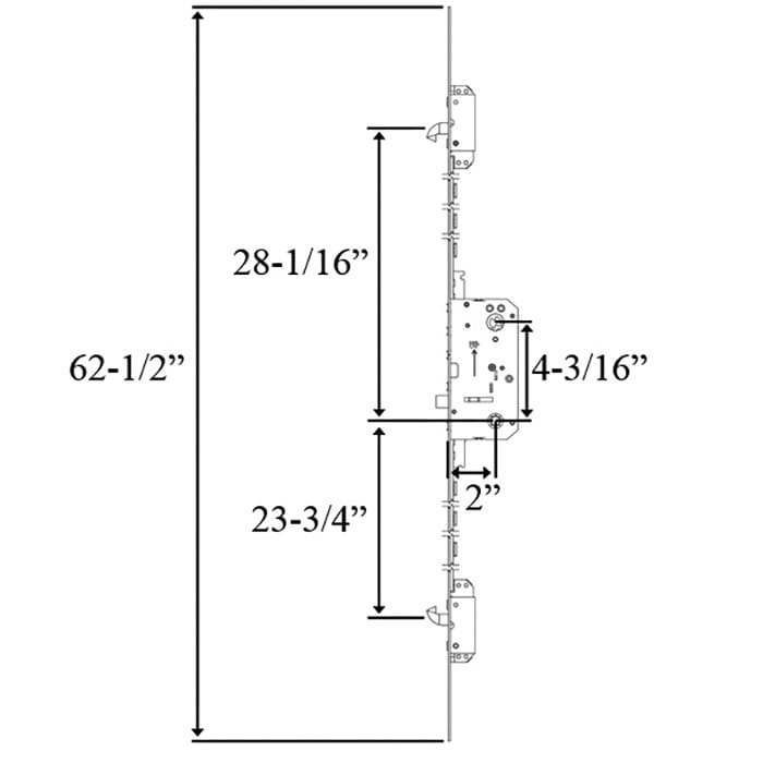 Andersen 200 Series Active 3-Point Lock Mechanism – 50mm Backset, 106mm PZ