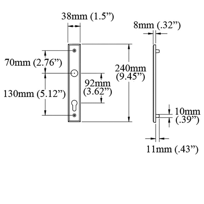 Hoppe Dallas Interior Backplate M2161N – 92mm PZ, Matte Black