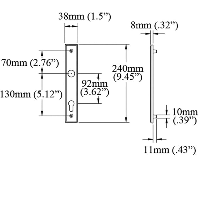Hoppe Dallas Interior Backplate M2161N – 92mm PZ, Dark Bronze Metallic