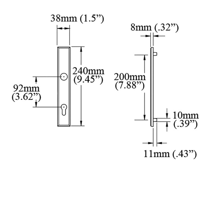 Hoppe Dallas Exterior Backplate for Active Handlesets – 92mm PZ, Matte Black