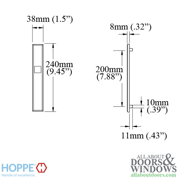 Hoppe Dallas Exterior Backplate for Dummy Handlesets – Matte Black