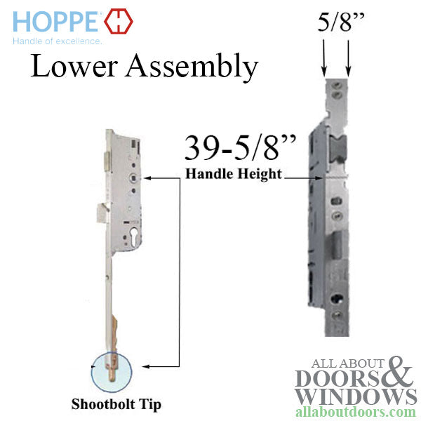 Hoppe HLS9000 Bottom Gear – 35mm Backset, 39-5/8" Handle Height, 1" Throw