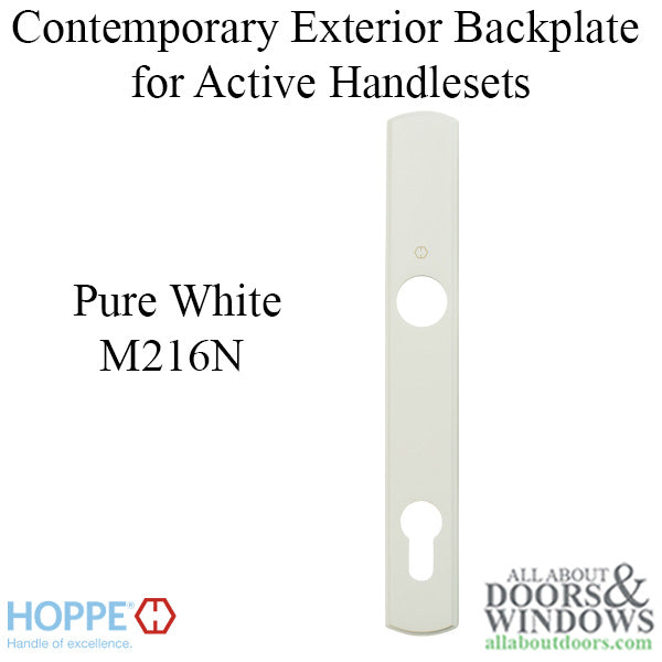 Hoppe Contemporary Exterior Backplate for Active Handlesets – 92mm PZ, Pure White