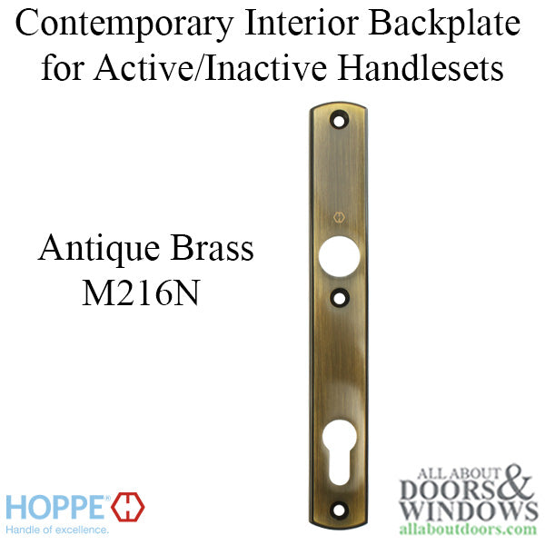Hoppe Contemporary Interior Backplate M216N – 92mm PZ, Antique Brass