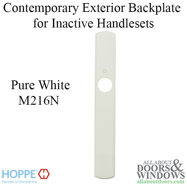 Hoppe Contemporary Exterior Backplate for Inactive Handlesets – Pure White