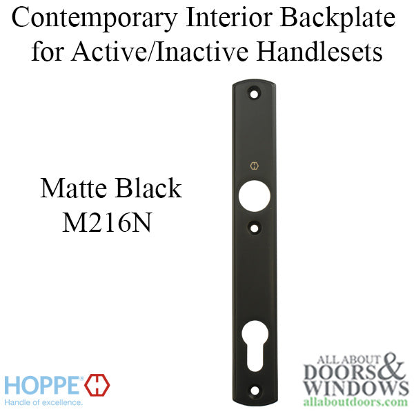 Hoppe Contemporary Interior Backplate M216N – 92mm PZ, Matte Black