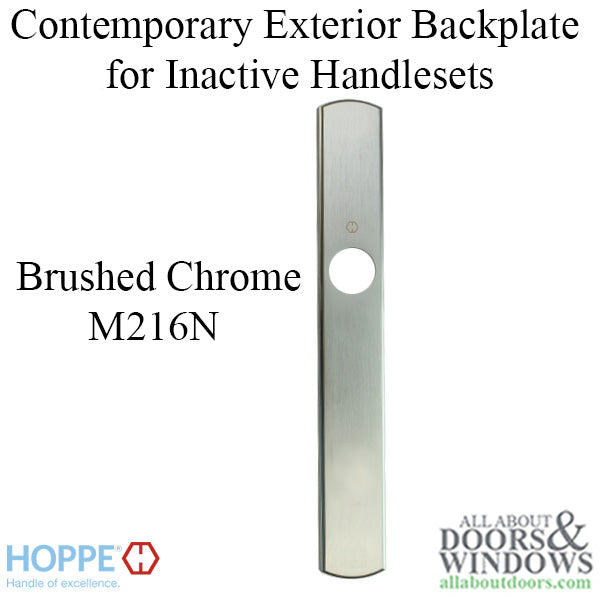 Hoppe Contemporary Exterior Backplate for Inactive Handlesets – Brushed Chrome