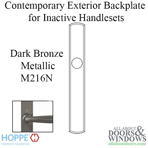 Hoppe M216N Contemporary Exterior Backplate – Inactive Handleset, Dark Bronze Metallic