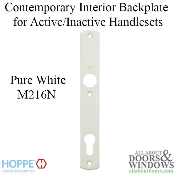 Hoppe Contemporary Interior Backplate M216N – 92mm PZ, Pure White