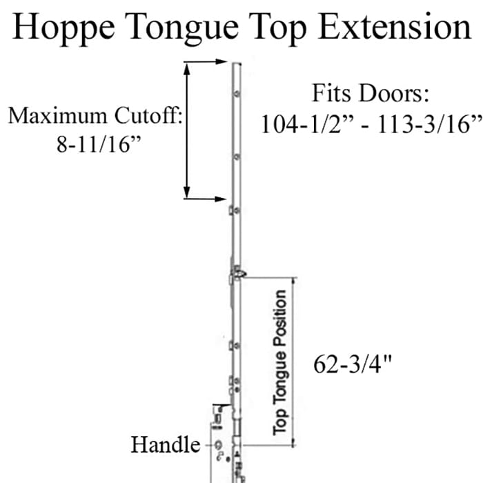 Hoppe Manual Top Extension – 16mm Faceplate, 75.59" Length, 62.76" Tongue