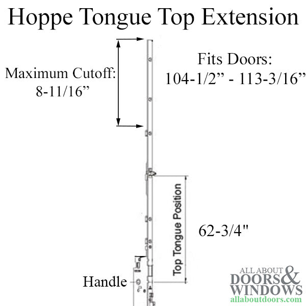 Hoppe Manual Top Extension – 16mm Faceplate, 75.59" Length, 62.76" Tongue