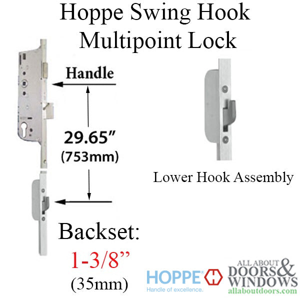 Hoppe Active Swing Hook Bottom Gear – 35mm Backset, 92mm PZ, 36" Handle Height