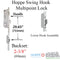Hoppe Active Swing Hook Bottom Gear – 60mm Backset, 92mm PZ, 36" Handle Height