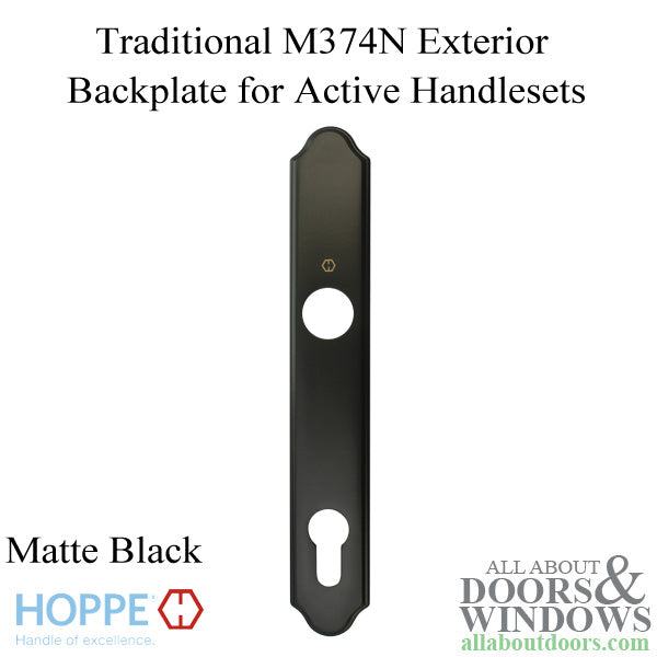 Hoppe Traditional Exterior Backplate for Active Handlesets – 92mm PZ, Matte Black