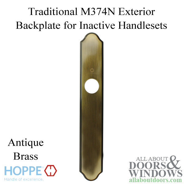 Hoppe Traditional Exterior Backplate for Inactive Handlesets – Antique Brass