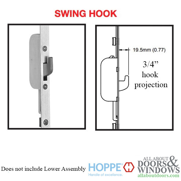 Hoppe Top Extension – 16mm Faceplate, 1 Swing Hook at 19.69"