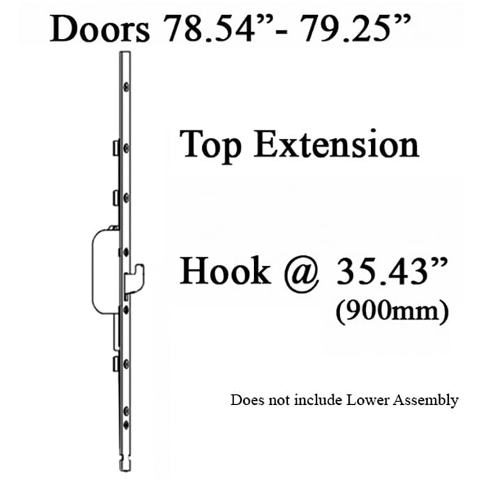 Hoppe Top Extension – 16mm Faceplate, 1 Hook @ 35.43" for 78.54"-79.25" Doors