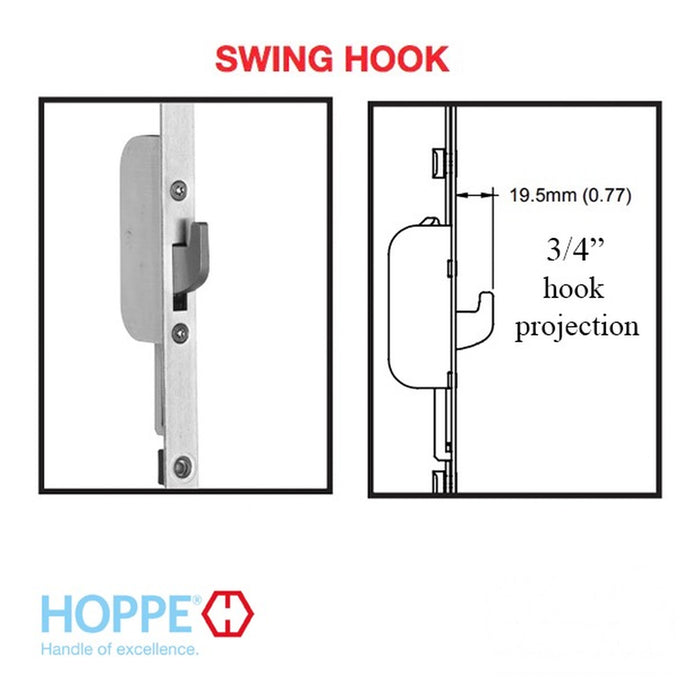 Hoppe Top Extension – 16mm Faceplate, 1 Hook @ 35.43" for 78.54"-79.25" Doors