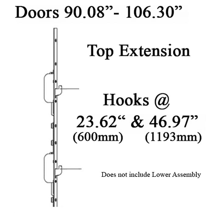 Hoppe HLS9000 Manual Top Extension – 16mm Faceplate, Dual Swing Hooks, 68.7" Length