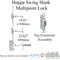 Hoppe HLS9000 Manual Top Extension – 16mm Faceplate, 2 Swing Hooks, for Doors 102"-127"