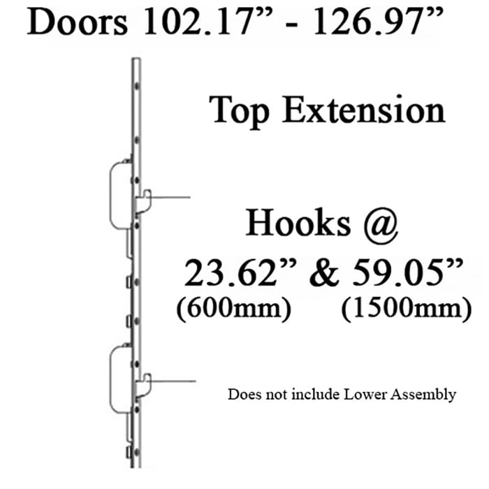 Hoppe HLS9000 Manual Top Extension – 16mm Faceplate, 2 Swing Hooks, for Doors 102"-127"