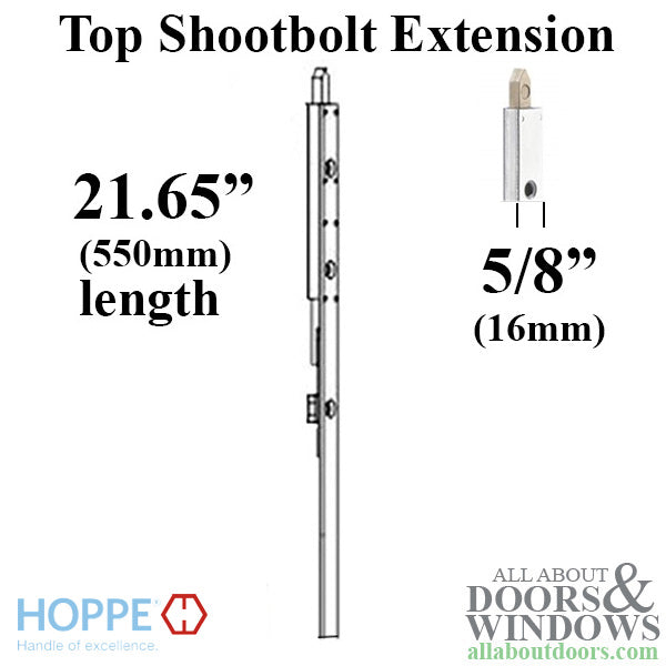 Hoppe Top Shootbolt Extension for HLS9000 – 16mm Faceplate, 21.65" Length