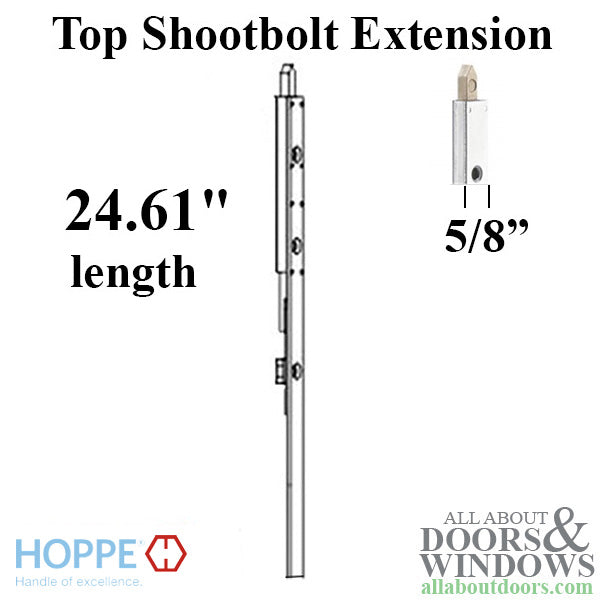 Hoppe Top Shootbolt Extension for HLS9000 – 16mm Faceplate, 24.61" Length