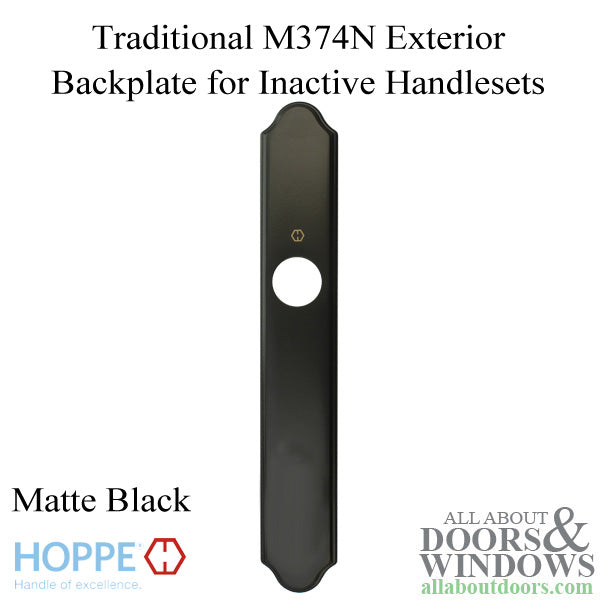 Hoppe Traditional Exterior Backplate M374N for Inactive Handlesets – Matte Black