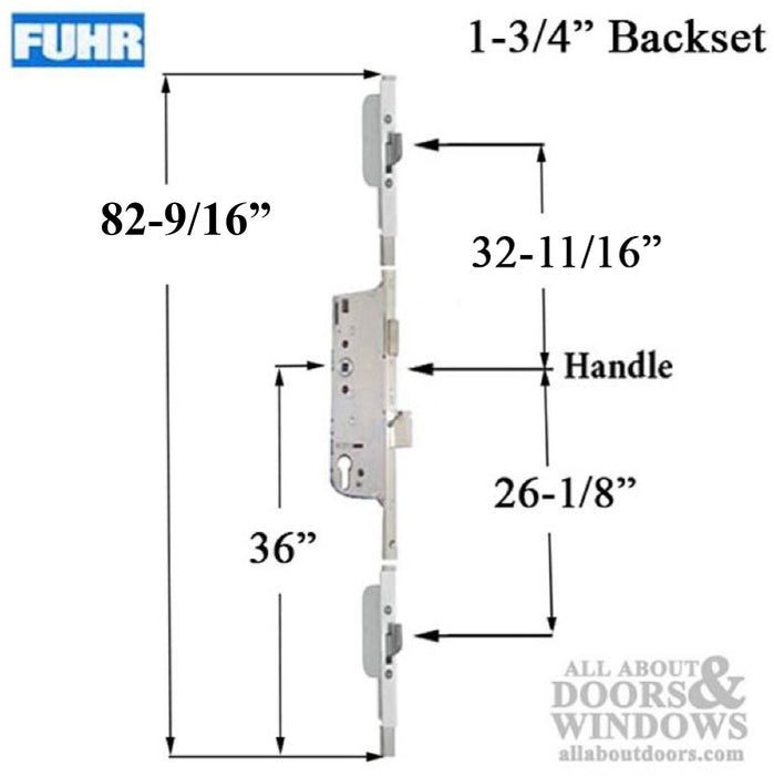 Fuhr Multisafe Manual Gear with 2 Hooks for 82-9/16" Doors – 45mm Backset, 92mm PZ
