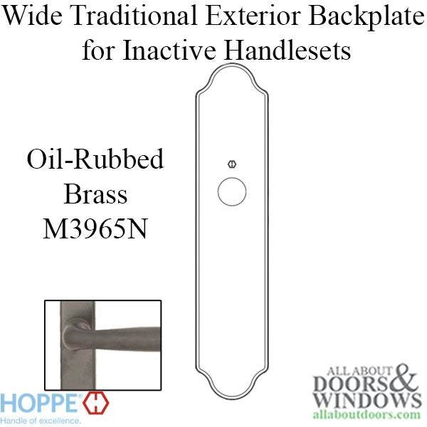 Hoppe Wide Traditional Exterior Backplate for Inactive Handlesets – Oil-Rubbed Brass