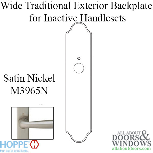 Hoppe Wide Traditional Exterior Backplate for Inactive Handlesets – Satin Nickel