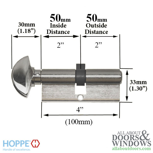 Hoppe Euro Profile Full Cylinder – Key with C-Knob, 90° Turn