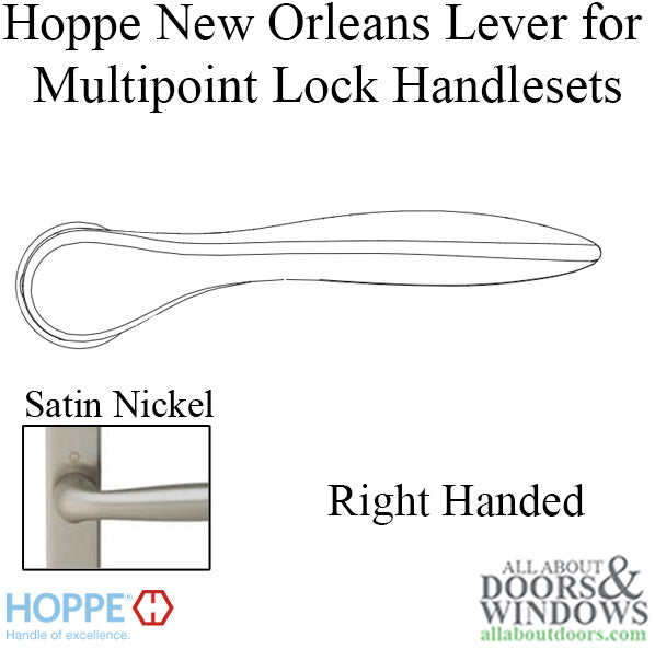 Hoppe New Orleans M1610 Lever Handle – Right Hand, Satin Nickel